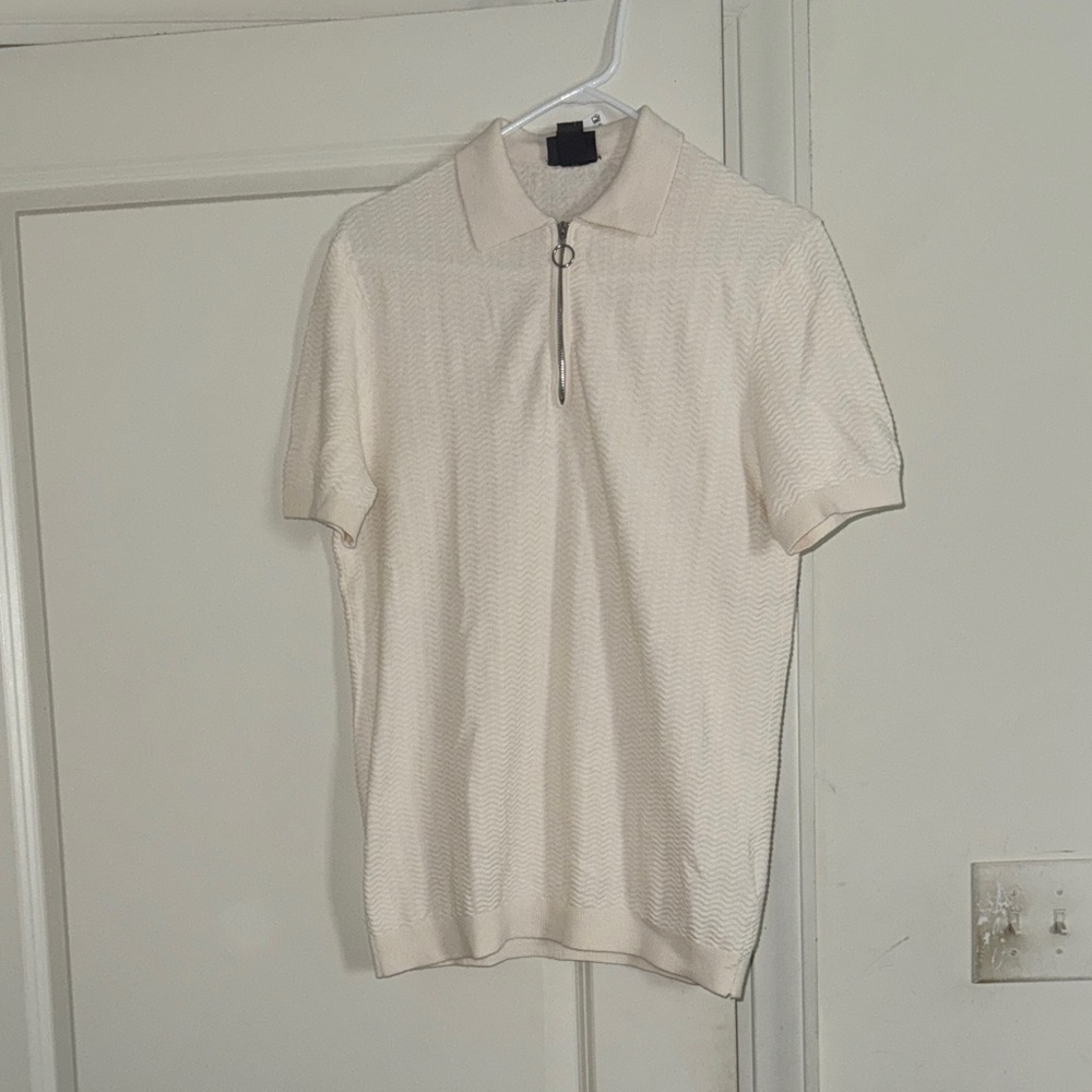 H&M Off-White Short Sleeve Dress Shirt